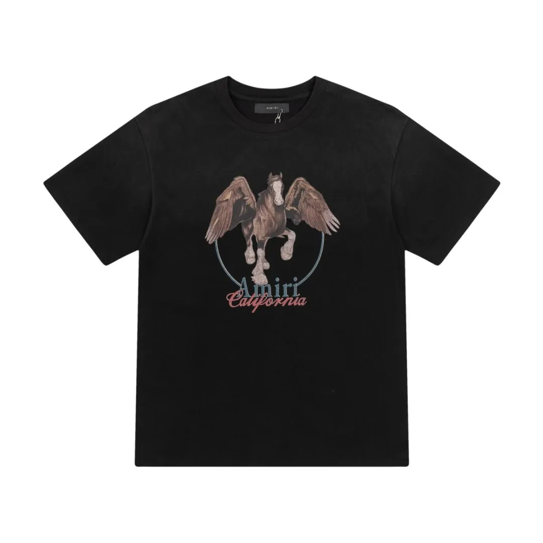 8031#P152amiri washed digital printed logo, made of 300g fabric, color: black. Size: S M L XL
