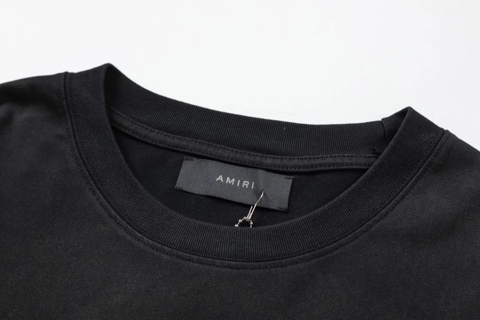 8031#P152amiri washed digital printed logo, made of 300g fabric, color: black. Size: S M L XL