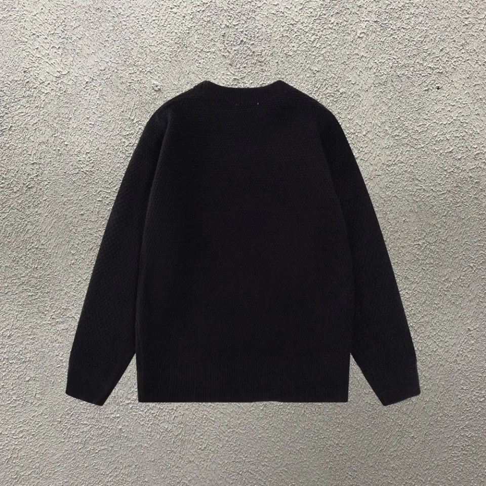 P300 top version AMIRI/AMIRI classic letter logo embroidered knitted casual crew neck sweater, same style for men and women, couple style - Color/Color: Black - Size/Size: S——XXL