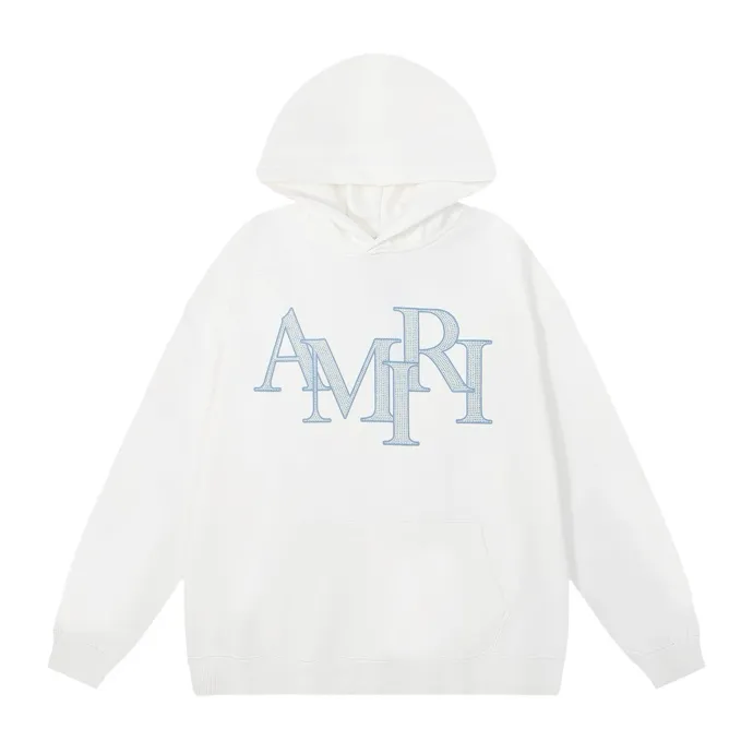 Style number: 891 P230 Fabric: 360g pure cotton terry sweatshirt AMIRI 2025 new autumn and winter logo hooded terry sweatshirt high street unisex loose classic letter hot silver sweatshirt jacket Color: black white Size: S M L XL