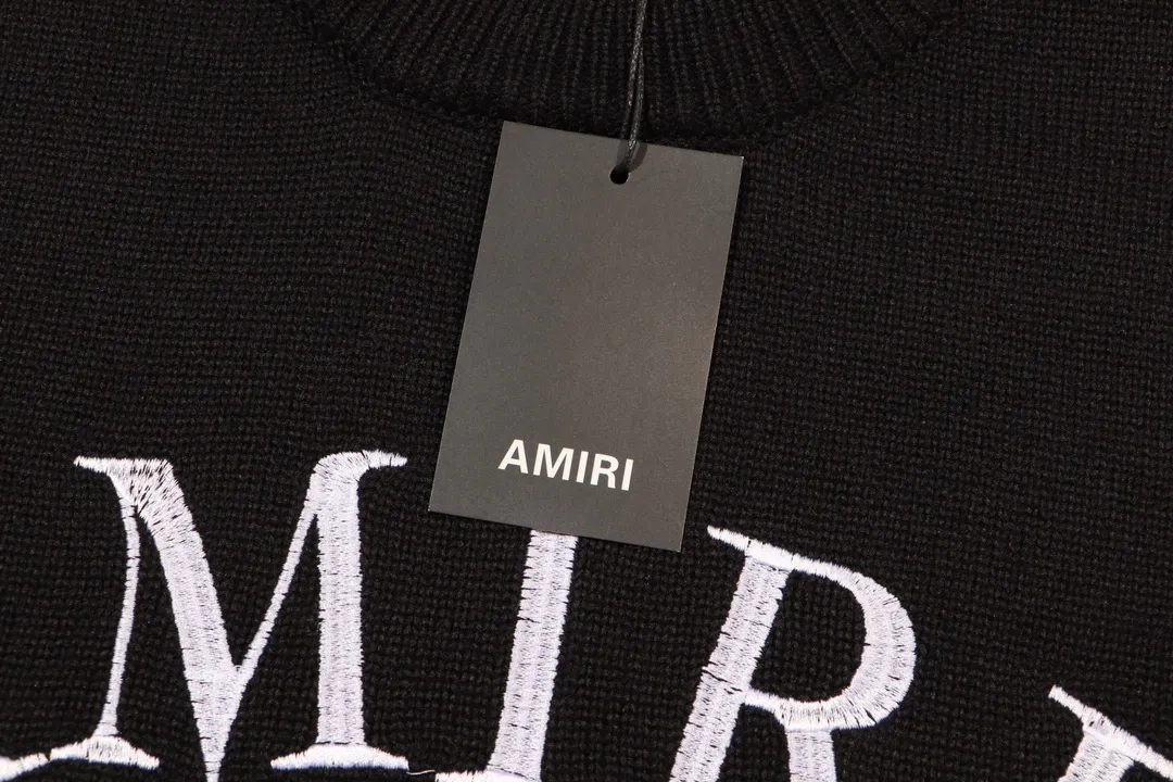 P280 AMIRI 2024 new sweater, logo embroidery on the chest 1:1 Color: Pearl White, Black Size: S M L XL XXL
