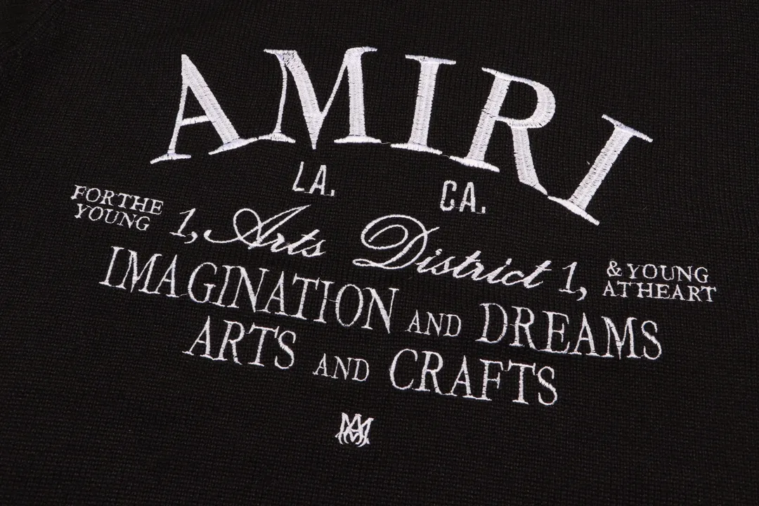 P280 AMIRI 2024 new sweater, logo embroidery on the chest 1:1 Color: Pearl White, Black Size: S M L XL XXL