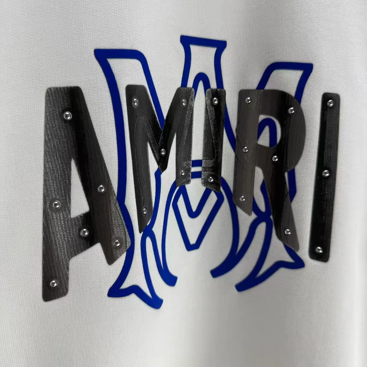 P210 AMIRI* 2025 autumn and winter new round neck sweatshirt 400g terry cotton letter flocking➕3D printing Color: Black White Gray Dark Blue Size: S M L XL XXL