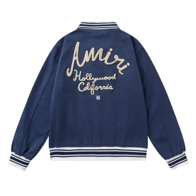 P500 7198#AMIRI classic logo towel embroidery, color: navy, black, size: S M L XL