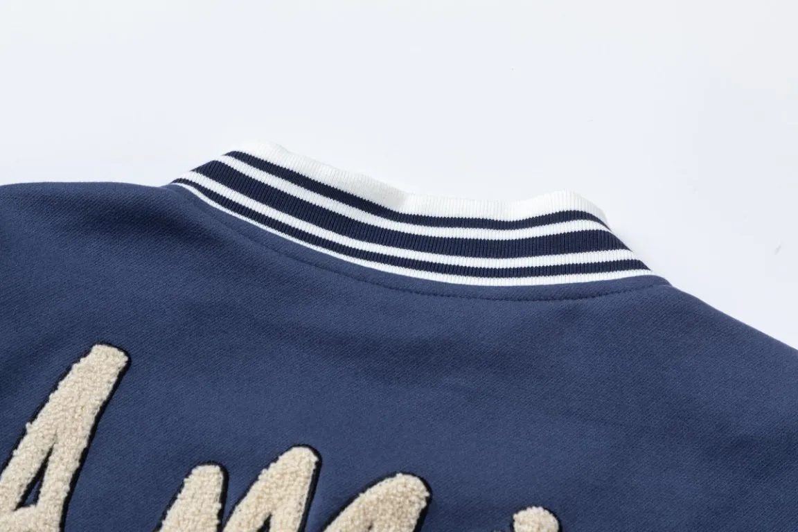 P500 7198#AMIRI classic logo towel embroidery, color: navy, black, size: S M L XL
