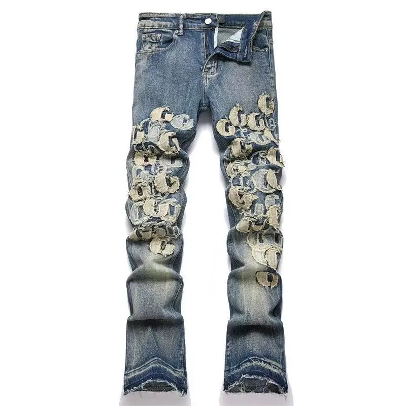 #M13 P168💰 Heavyweight AMIRI MX1 💎High Street Jeans Slim Fit Stretch Washed Knife Cut Hole Trousers FOG High Street Men's Fashion AMIRI Embroidered Patch Jeans amiri is transliterated as Emil, which is the name of the founder. Mike Amiri, the founder of amiri, grew up in Los Angeles, USA, and was influenced by local street culture and Punk Rock since he was a child. Due to his influence, he founded the amiri brand named after himself. A variety of trendy clothing meets the needs of different fashion players. Amiri clothing has novel and unique styles and is a well-known street brand in the United States. The styles and styles of many clothes are loved by many street photographers. The various clothing styles meet the dressing needs of different people, show their unique temperament, and show the trend of dressing. amiri's jeans are relatively famous. Not only do they have many styles, but the quality of the jeans is also very good. Many celebrities have also worn amiri brand jeans.  The jeans of the amiri brand break through the production process and cutting of the original jeans. The fabrics are relatively soft and comfortable, and are not as hard as some jeans, which can irritate the skin and cause the skin to bleed when worn. Los Angeles trendy brand Amiri's jeans are made with great detail from tailoring to texture, adding wrinkles, bullet holes, damage and other details to add to the trendiness of the jeans. You can choose the style that suits you according to your own needs. Only when you wear a suitable style can you have a certain sense of fashion.  In recent years, high street has become a word that appears more and more frequently in men's clothing. High street style has also become an important direction for everyone's matching. High street-related items basically cannot avoid oversize or drop-shoulder tops. The lower body is matched with trackpants or tight-fitting denim. Among them, in my opinion, the most representative one is perhaps annihilation. What I bring to you today is the MX1 patchwork denim worn by many Internet celebrities in Xiaohongshu. It is operated by a Ningbo washing factory. Front and back. The trousers have a beautiful fading color with cat whiskers. Full of high-end feel. Knee-part damage design with leather patchwork design. Already used as facade design. Leather waist nameplate. Customized crotch placket hardware. Engraving and molding. The focus of this style is not on washing, but on the shape and version of the damage. The secret lies in the craftsmanship of the master. The cost of hand-made products such as fraying, machining, knife cutting, etc. is far beyond comparison with assembly line products. Color: Picture color Size: 30-32-34-36