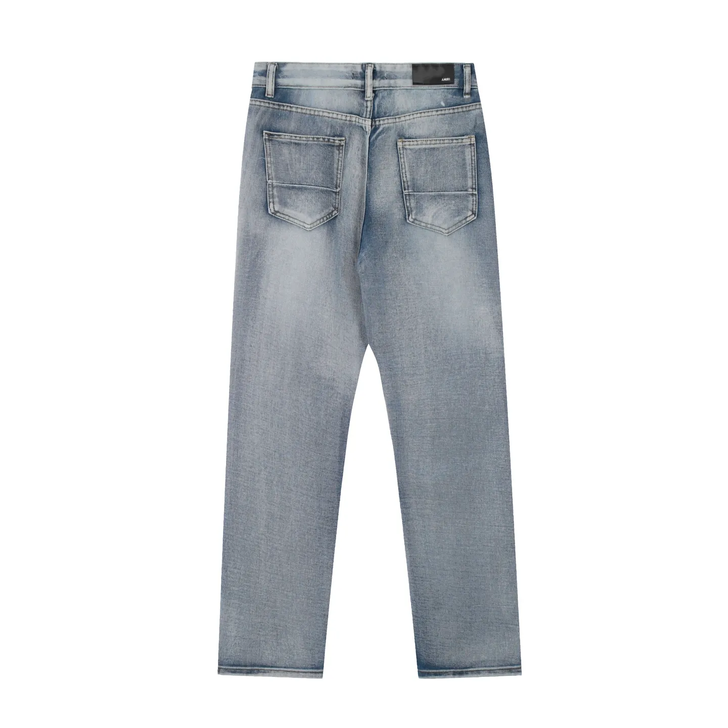 #M41 P168💰 Amiri classic embroidered patched leather ripped letter jeans, slim fit jeans, produced by a major washed factory, full of high-end feel, partially destroyed knee design with patchwork leather design, has been used as a facade design, leather waist nameplate, the focus of this style is not on the washing, but on the destroyed shape and version. The secret lies in the craftsmanship of the master. The cost of post-processing, grinding, cutting, etc. is far beyond the cost of assembly line products. Color: Picture color Size: 30-32-34-36