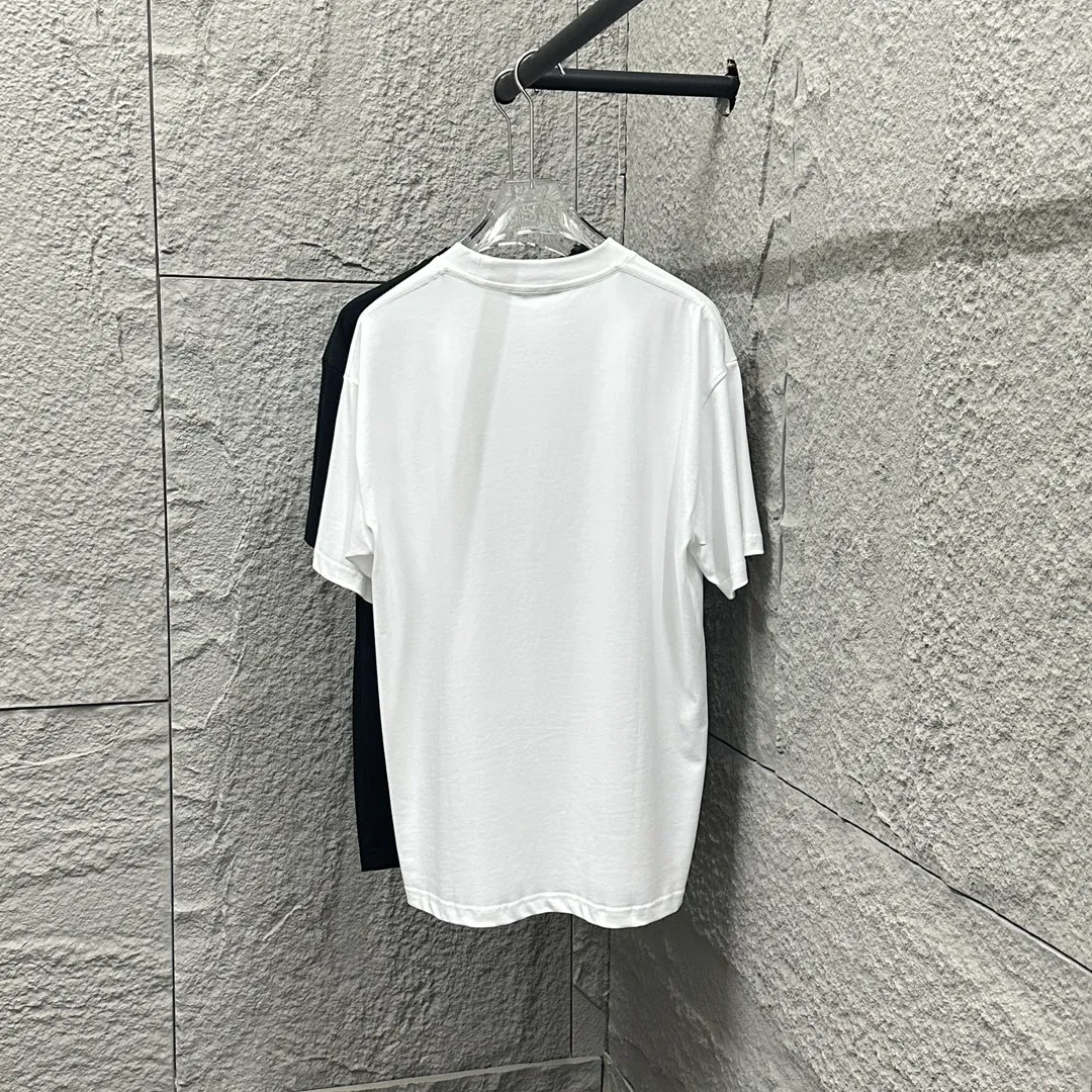 🅿️180 Ami* 2025 Spring and Summer New Style Embroidered yellow little love Customized double yarn plain cotton fabric Short-sleeved T-shirt Uniform for men and women Color: Black White Floral Gray Angora Red Size: S (90-130 catties) M (120-150 catties) L (140-165 catties) XL (160-180 catties) XXL (180-210 pounds)