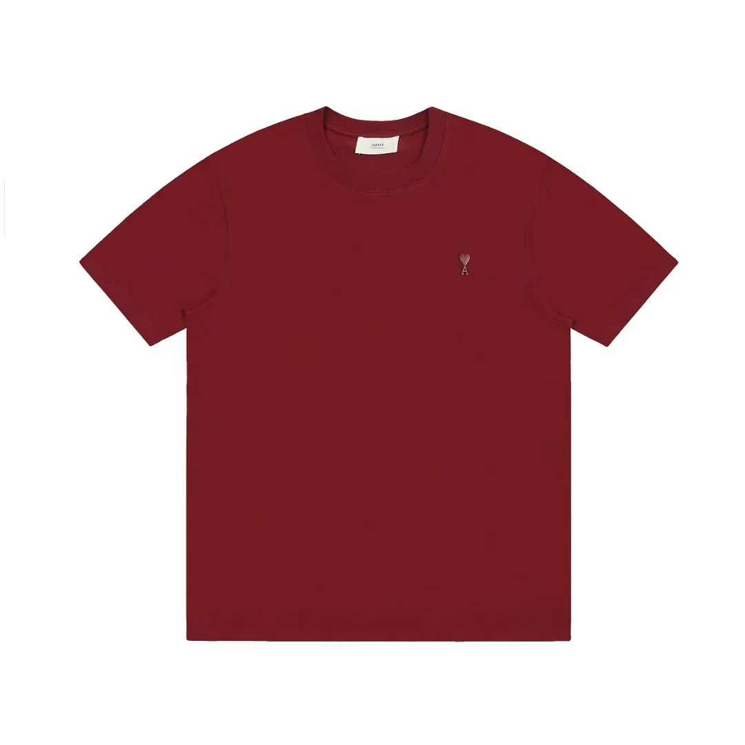 Ami Amy 2024ss Spring New Style Classic Metal Chapter Short Sleeves ✅Correct version of customized metal. There is no small embroidery mark on the reverse side. The maximum size can be worn up to 230 pounds. No pressure to export to Europe and the United States. Size S-XL Color: Black, White, Apricot, Navy Blue, Burgundy, Pink, Sky Blue, Mint Green
