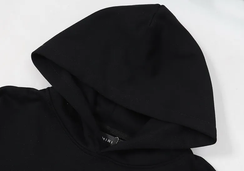 Style number: 864 P230 Fabric: 360g pure cotton terry sweatshirt AMIRI 2025 new autumn and winter logo sunglasses hooded terry sweatshirt high street unisex loose classic letter jacket Color: Black White Size: S M L XL
