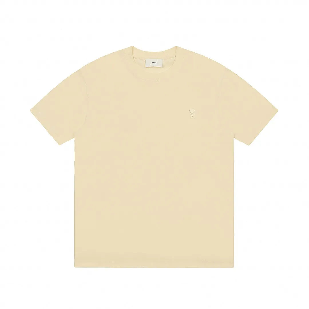 Ami Amy 2024ss Spring New Style Classic Metal Chapter Short Sleeves ✅Correct version of customized metal. There is no small embroidery mark on the reverse side. The maximum size can be worn up to 230 pounds. No pressure to export to Europe and the United States. Size S-XL Color: Black, White, Apricot, Navy Blue, Burgundy, Pink, Sky Blue, Mint Green