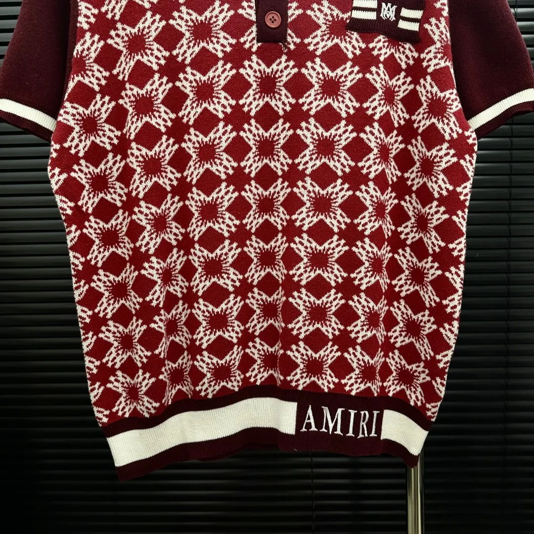 P280 Style: AMIRI full-print knitted POLO short sleeves Size: S-XXL Fabric: Wool blend Accessories: Full set of customized original accessories No gender distinction, same style for men and women