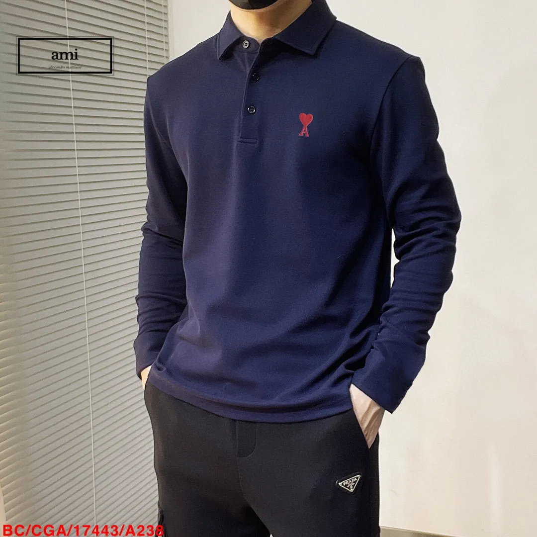 P210 AMI🔥The latest custom-made lapel long-sleeved T-shirt Polo has three-dimensional tailoring to meet the simple needs of commuters. The finished product has a good upper body effect, looks slim and is not picky about the figure. Customized imported fabrics, super cost-effective, factory straight hair, absolutely first-class and good quality. From selected fabrics to high-end exquisite workmanship... everything is impeccable. Only good craftsmanship and good fabrics can make you wear a good taste. Size: M-3XL