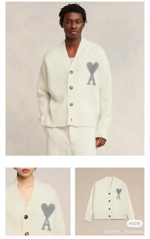 Upper body picture.Ami Paris 2024 autumn and winter new cardigan sweater SMLXL