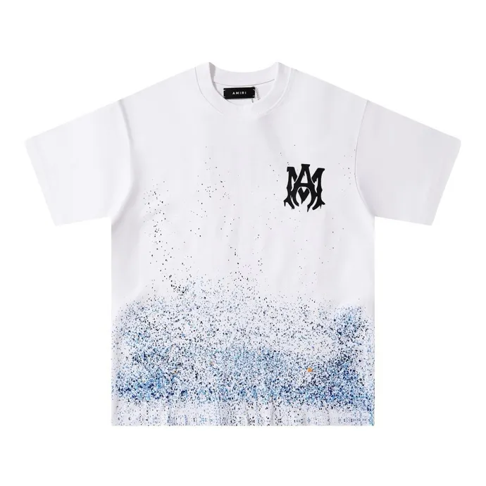 Style number: 686 P126 Fabric: 260g double yarn AMIRI 2025 spring and summer new logo round neck T-shirt high street same style for men and women loose classic letter short sleeves Color: White Black Size: S M L XL