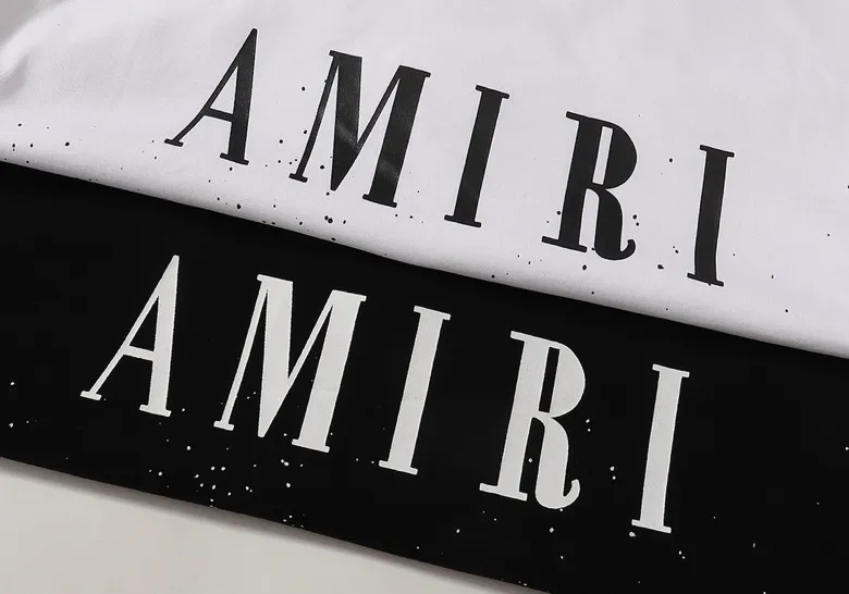 Style number: 686 P126 Fabric: 260g double yarn AMIRI 2025 spring and summer new logo round neck T-shirt high street same style for men and women loose classic letter short sleeves Color: White Black Size: S M L XL