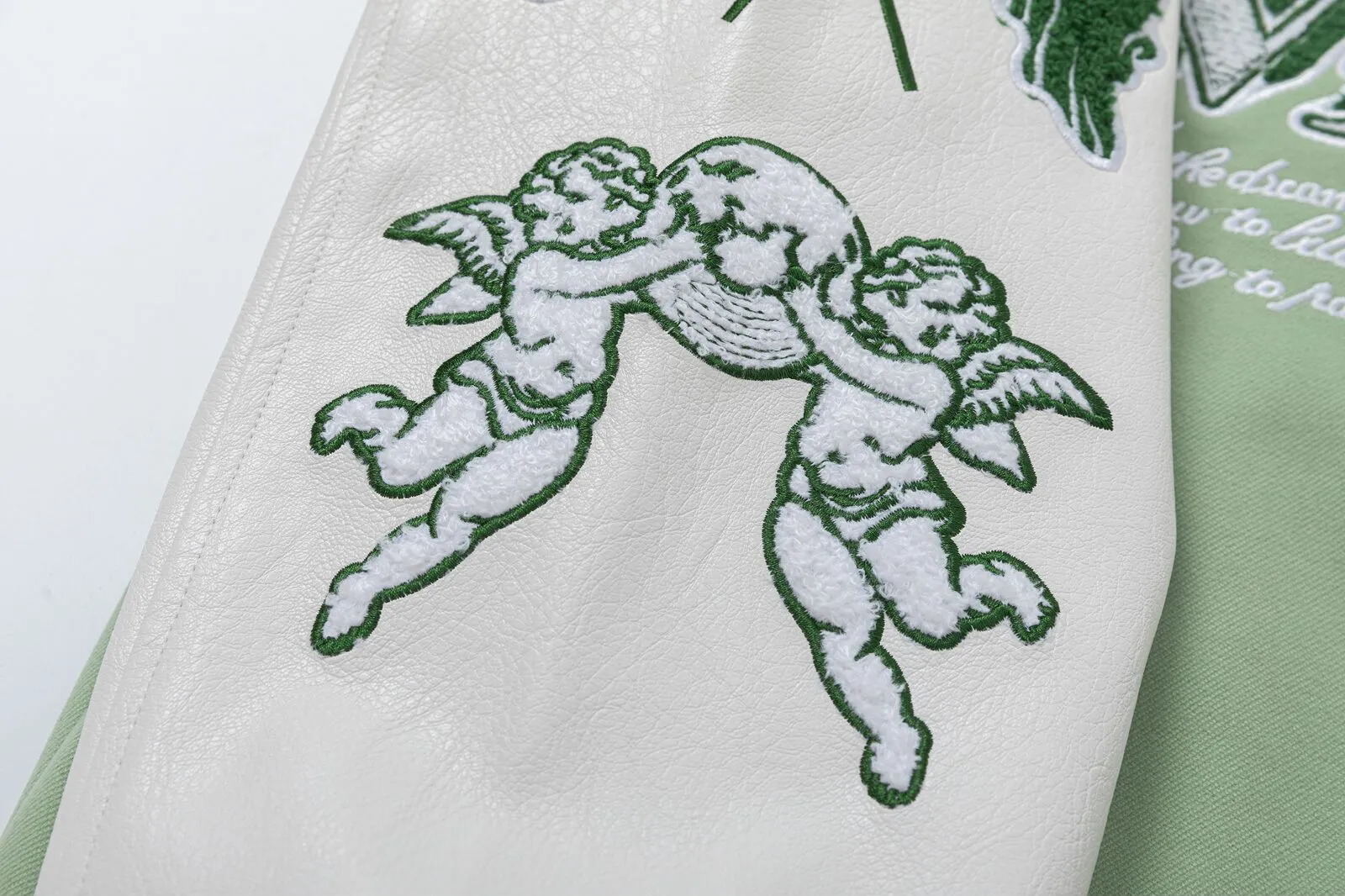 7156#P500AMIRI angel embroidery LOGO. Color: black, grass green, size: S M L XL