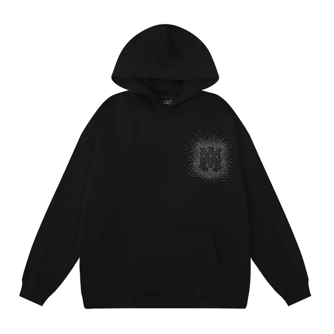 Style number: 878 P230 Fabric: 360g pure cotton terry sweatshirt AMIRI 2025 autumn and winter new logo hooded terry sweatshirt high street unisex loose classic letter jacket Color: black Size: S M L XL