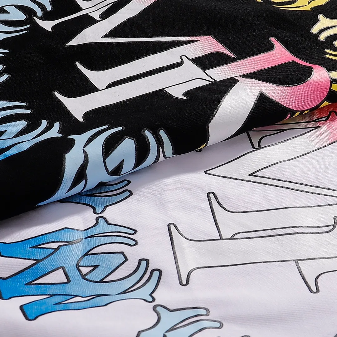 P126 Fabric: 260g double yarn AMIRI 2025 spring and summer new logo round neck T-shirt high street same style for men and women loose classic letter printed short sleeves Color: black. White Size: S M L XL