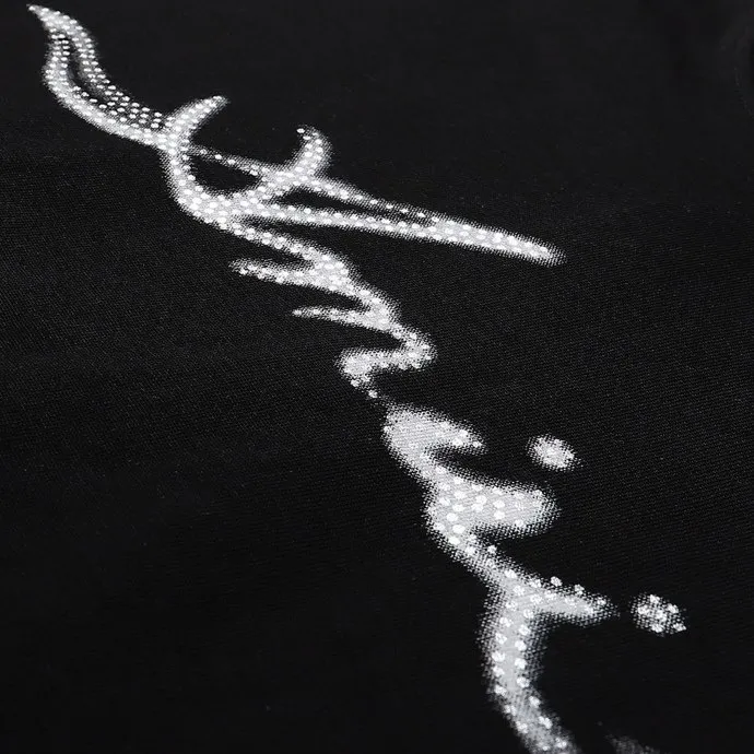 Style number: 693 P126 Fabric: 260g double yarn AMIRI 2025 spring and summer new logo round neck T-shirt high street men and women loose classic smoking letter short sleeves Color: black Size: S M L XL
