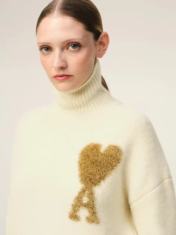 Upper body picture Ami Paris 2024 new autumn and winter turtleneck sweater SMLXL