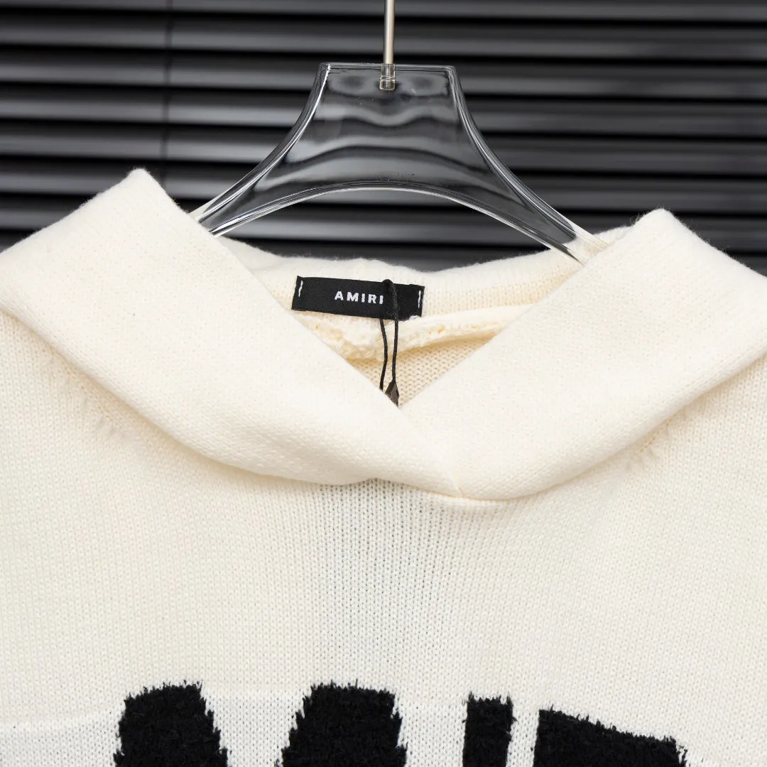 P310 Style: AMIRI distressed knitted hooded long-sleeved sweater Size: S-XXL Fabric: Wool blend Accessories: Full set of customized original accessories No gender distinction, same style for men and women