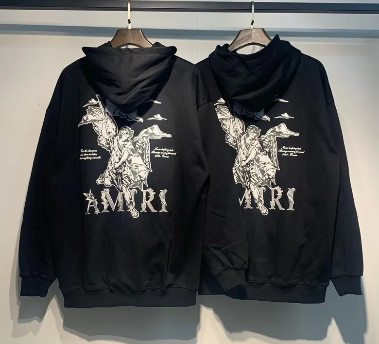 886 model P230 high quality 360g pure cotton terry AMIRI real shot sweatshirt black hanging shot S. M. L. XL