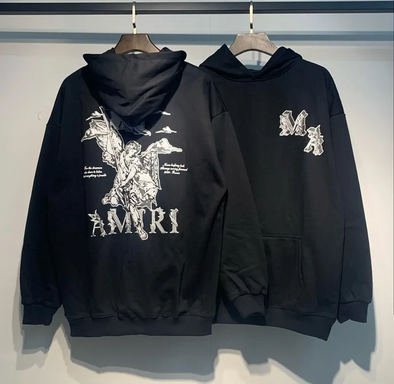 886 model P230 high quality 360g pure cotton terry AMIRI real shot sweatshirt black hanging shot S. M. L. XL