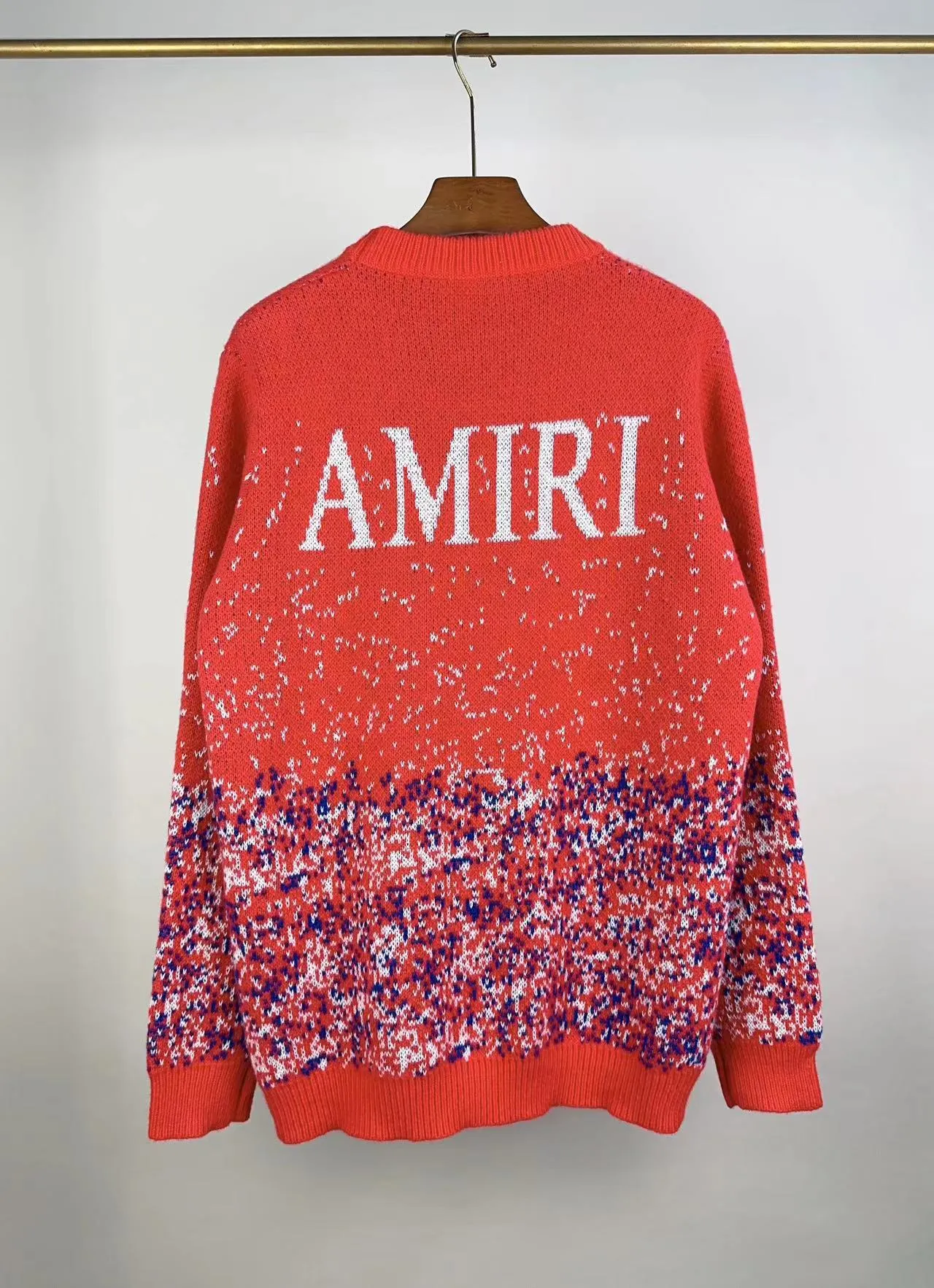 P240 🎉AMIRI wool sweater, star-filled Amiri exclusive logo jacquard on the front, letter logo jacquard on the back Color: Red Blue Size: S M L XL XXL