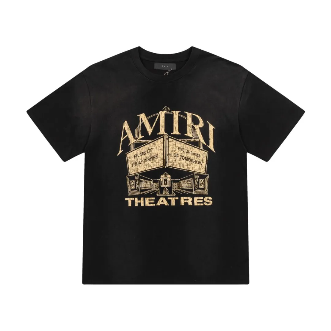 8010#P150amiri washed cracked printed logo, made of 300g fabric, color: black. Size: S M L XL