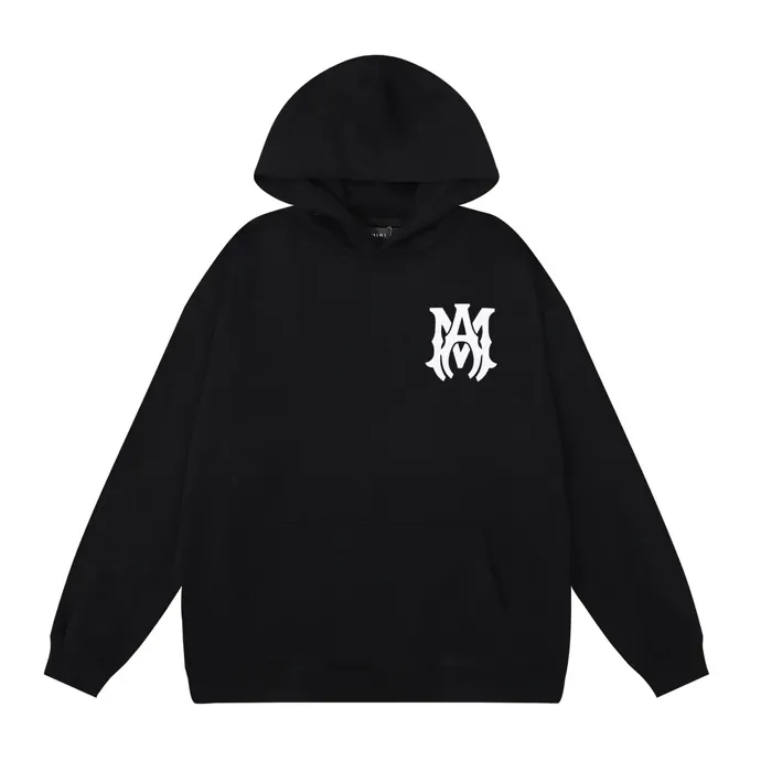 Style number: 856 P220 Fabric: 360g pure cotton terry sweatshirt AMIRI 2025 new autumn and winter logo hooded terry sweatshirt high street unisex loose classic letter jacket Color: black white Size: S M L XL
