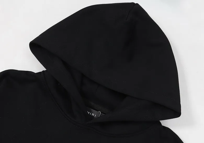 Style number: 856 P220 Fabric: 360g pure cotton terry sweatshirt AMIRI 2025 new autumn and winter logo hooded terry sweatshirt high street unisex loose classic letter jacket Color: black white Size: S M L XL
