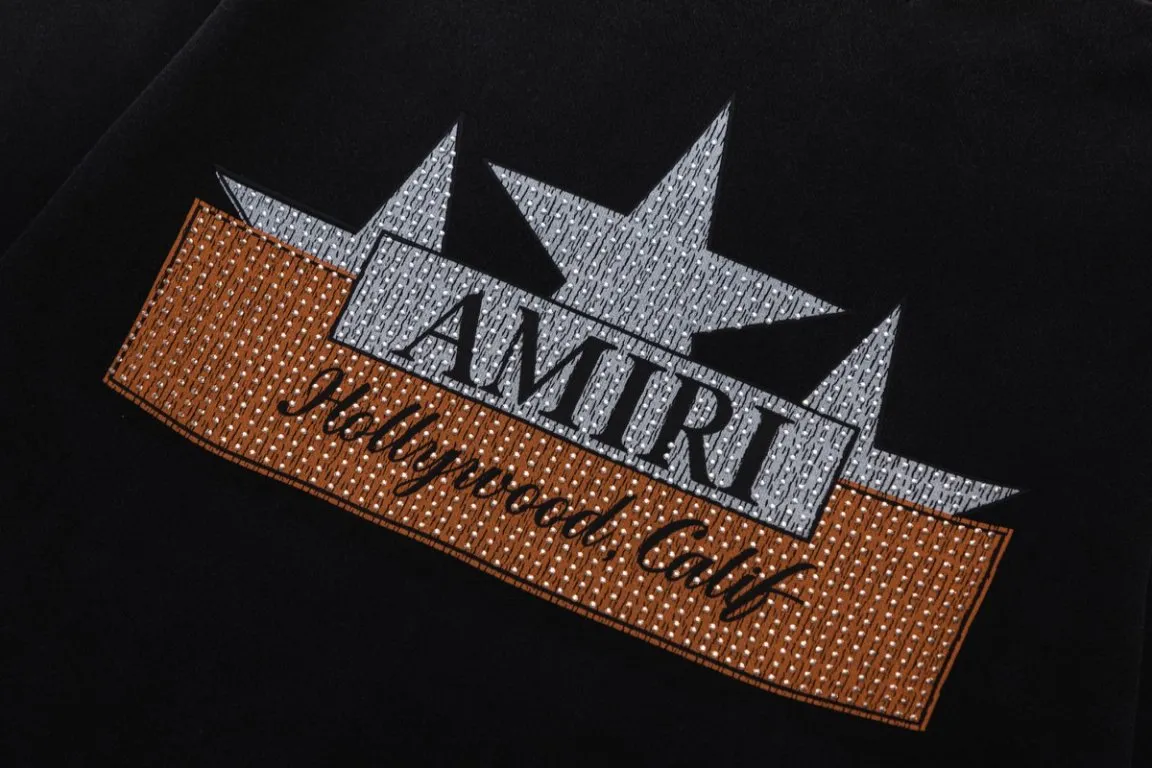 P340 7192#AMIRI star hot diamond distressed washed LOGO, color: black, size: S M L XL