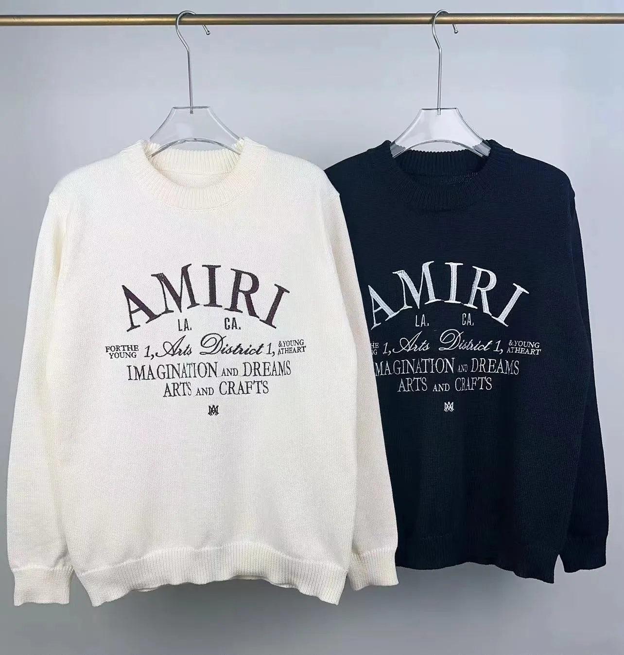 P240 🎉AMIRI new sweater, logo embroidery on the chest 1:1 Color: Pearl White, Black, Size: S M L XL XXL