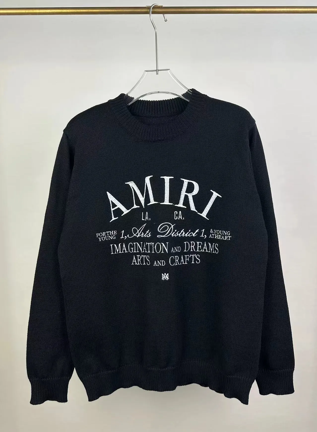 P240 🎉AMIRI new sweater, logo embroidery on the chest 1:1 Color: Pearl White, Black, Size: S M L XL XXL