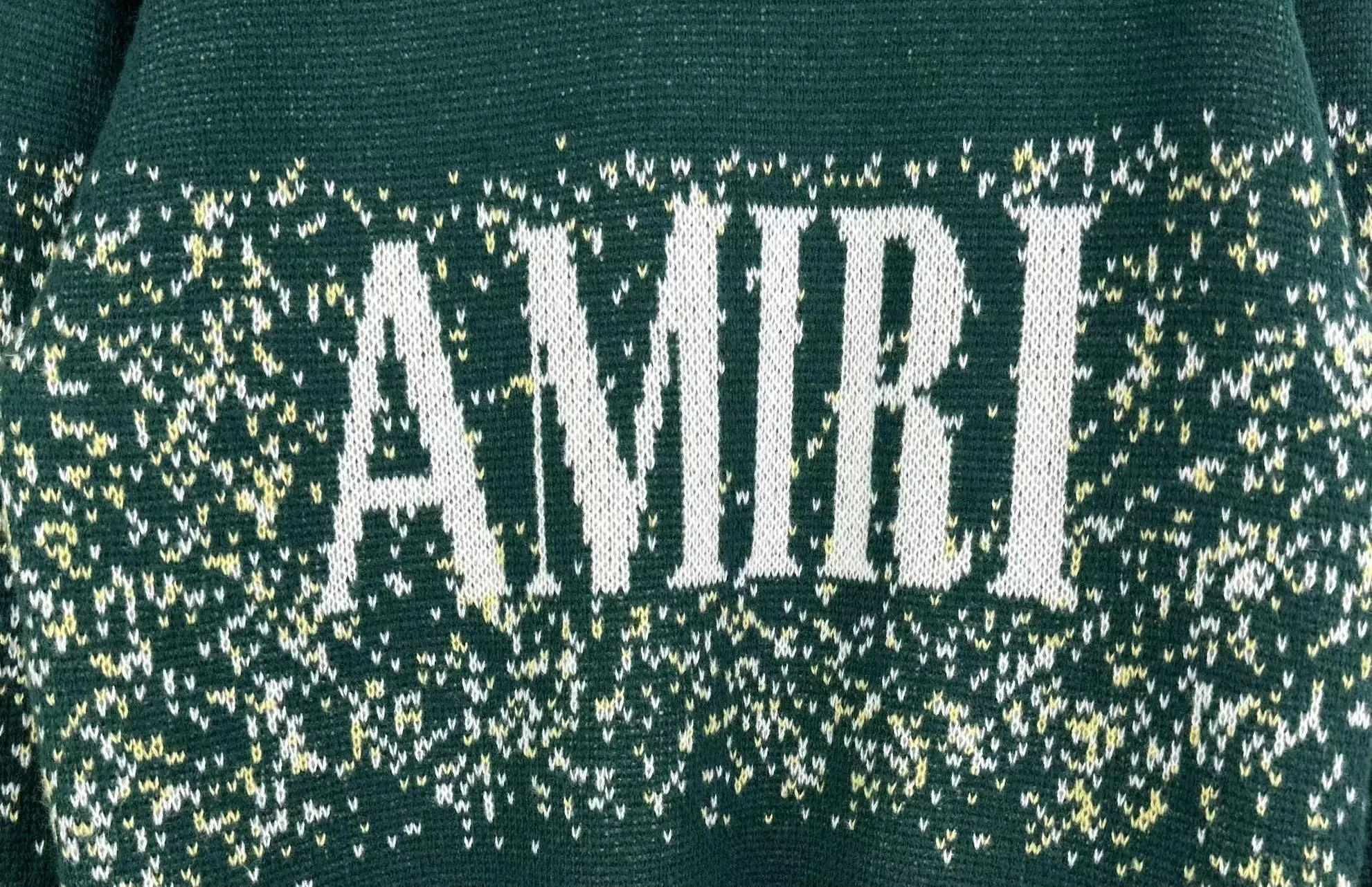 P250 🎉AMIRI new autumn and winter sweater classic logo jacquard on the front Color: Black Sky Blue Grass Green Size: S M L XL XXL