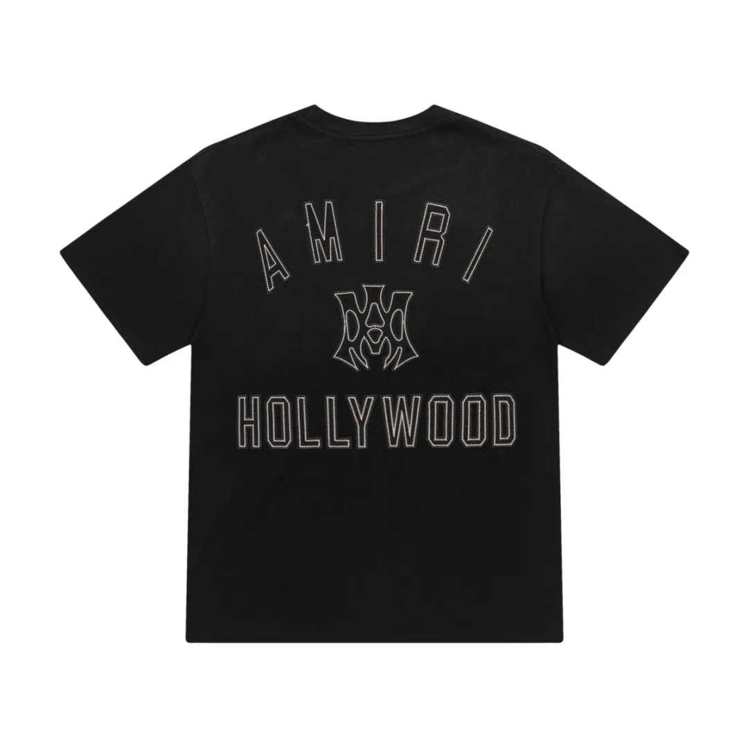 8015#P170amiri washed patch with embroidered logo, made of 300g fabric, color: black, lake blue. Size: S M L XL