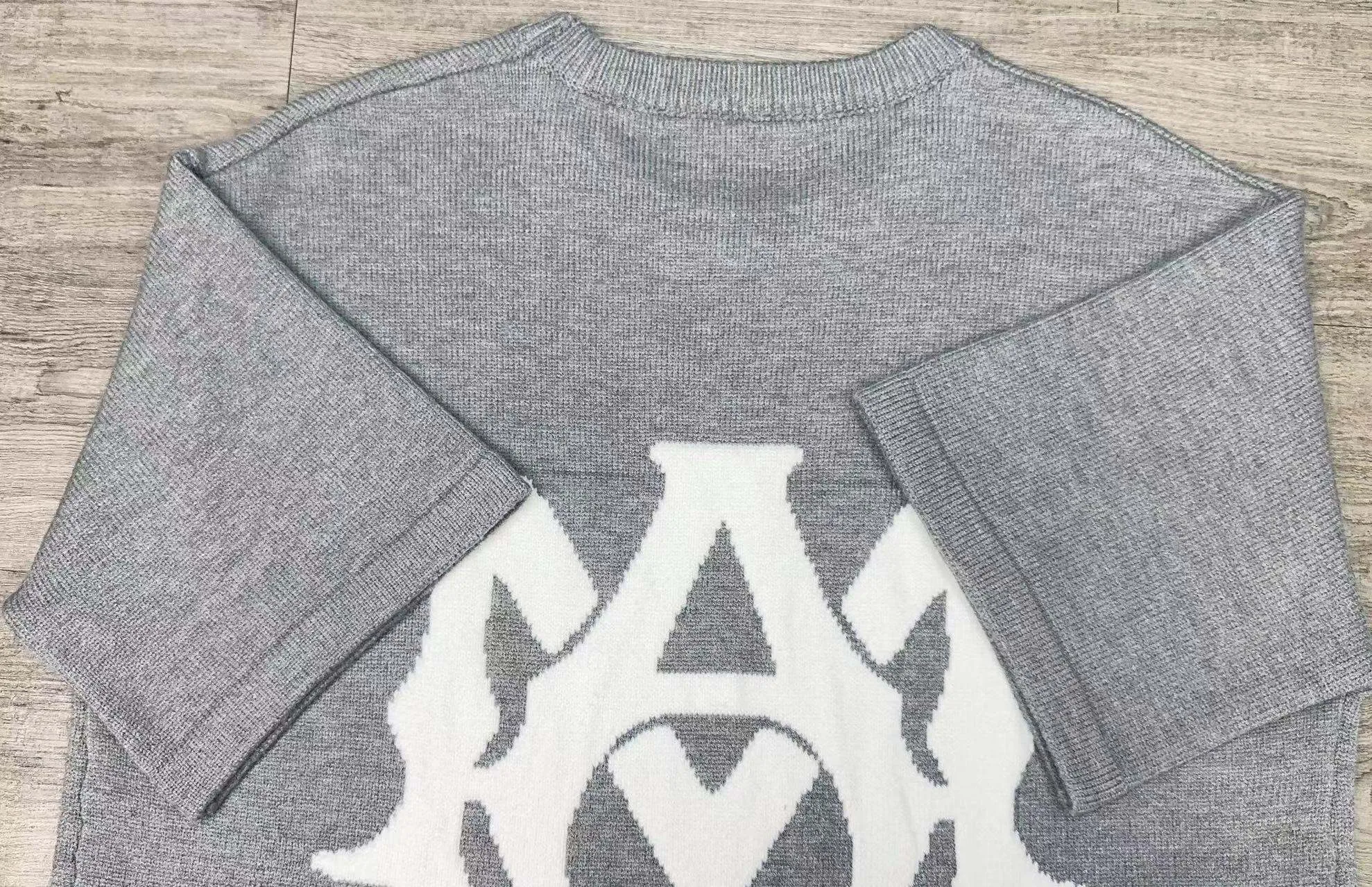 P190 🎉AMIRI new short-sleeved sweater, letter jacquard on the chest, exclusive large logo jacquard on the back, color: gray black number: S M L XL XXL