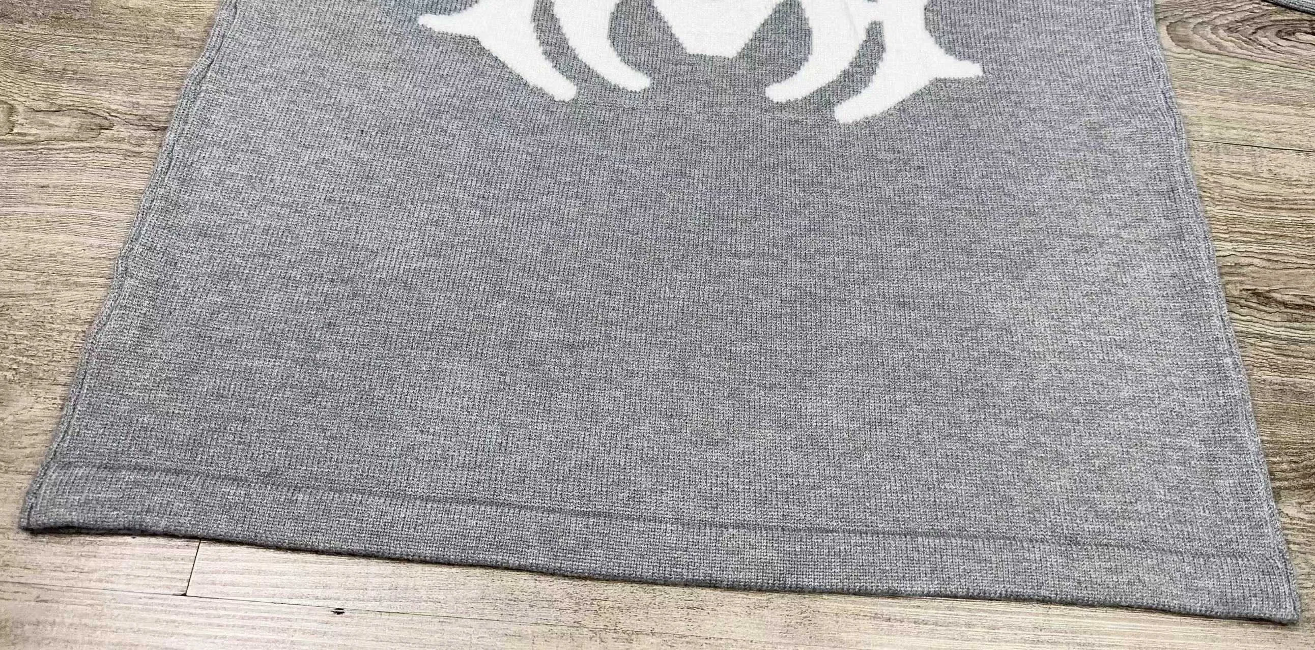 P190 🎉AMIRI new short-sleeved sweater, letter jacquard on the chest, exclusive large logo jacquard on the back, color: gray black number: S M L XL XXL