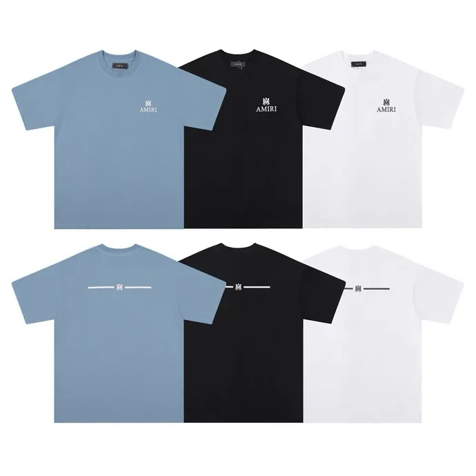 Style number: 668 P114 Fabric: 260g double yarn AMIRI 2025 spring and summer new logo round neck T-shirt high street men and women loose classic letter sword short sleeves Color: black white Size: S M L XL