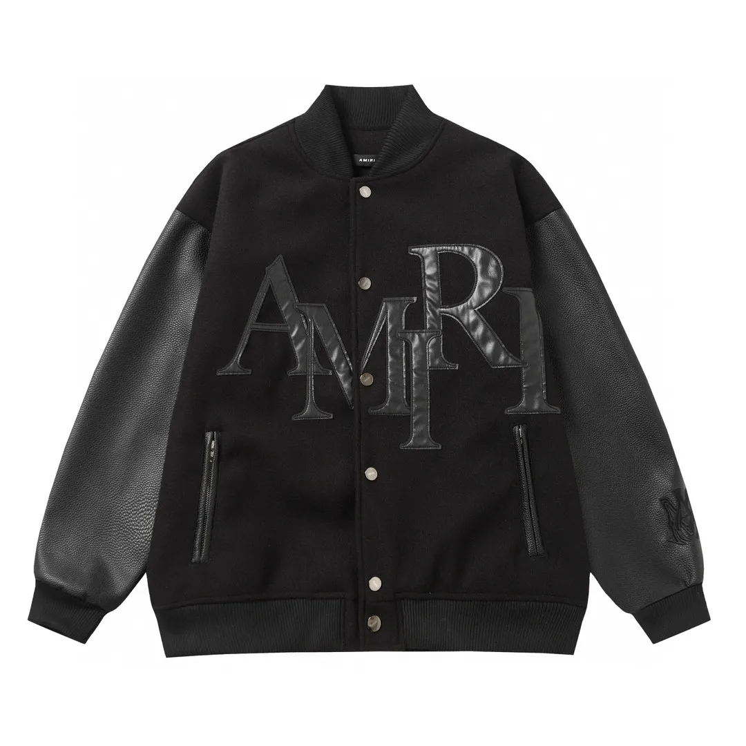 P390 Amiri 24SS catwalk baseball uniform. It adopts 10,000-needle embroidery technology, which is fashionable and versatile. It is made of dragon and phoenix nylon fabric, which is soft and comfortable. It is matched with pebbled sleeves and has a high-end atmosphere. The pockets are designed with double zippers, which are restored one to one. M l xl xxl