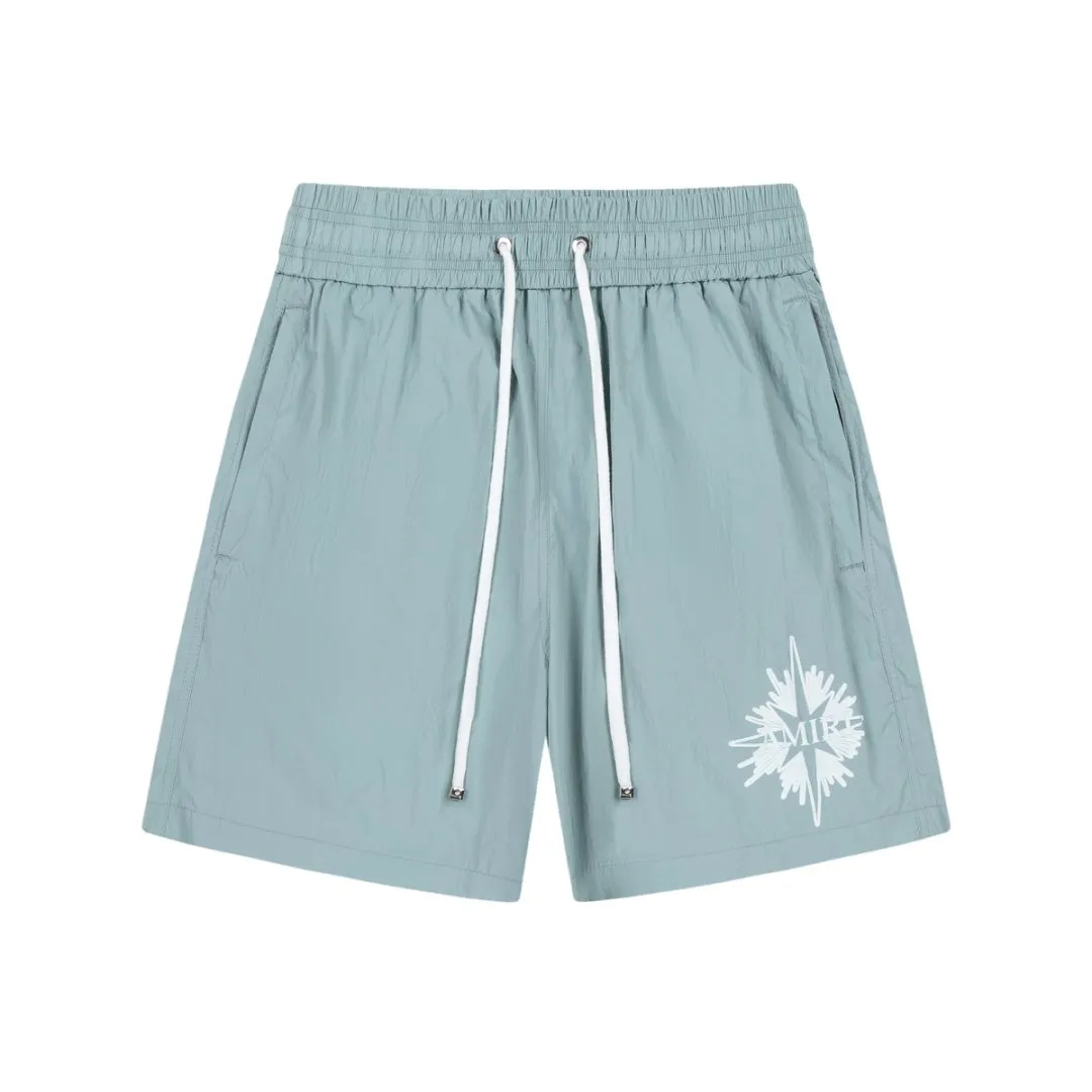 DK020#P220, AMIRI printed logo, cool and skin-friendly casual sports beach pants, color: black, green, size: S M L XL