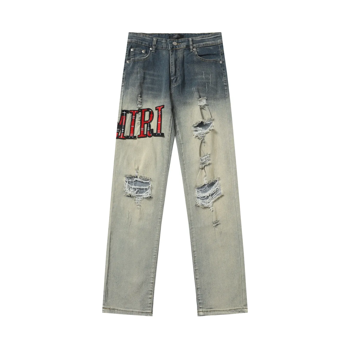 P256 Actual photo [High quality] Code: M756 Color: Picture color Size: S to XXXL AMIRI patch embroidery jeans trousers AMIRI high street basic ripped jeans trousers Amiri brand jeans break the production process and cutting of the original jeans, the fabrics are softer and more comfortable Hand-sewn collar label Customized logo buttons Genuine leather brand size Pants length Waist Hips Unit cm S 98 68 100 M 99 72 104 L 100 76 108 XL 101 80 112 XXL 102 84 116 XXXL 103 88 120