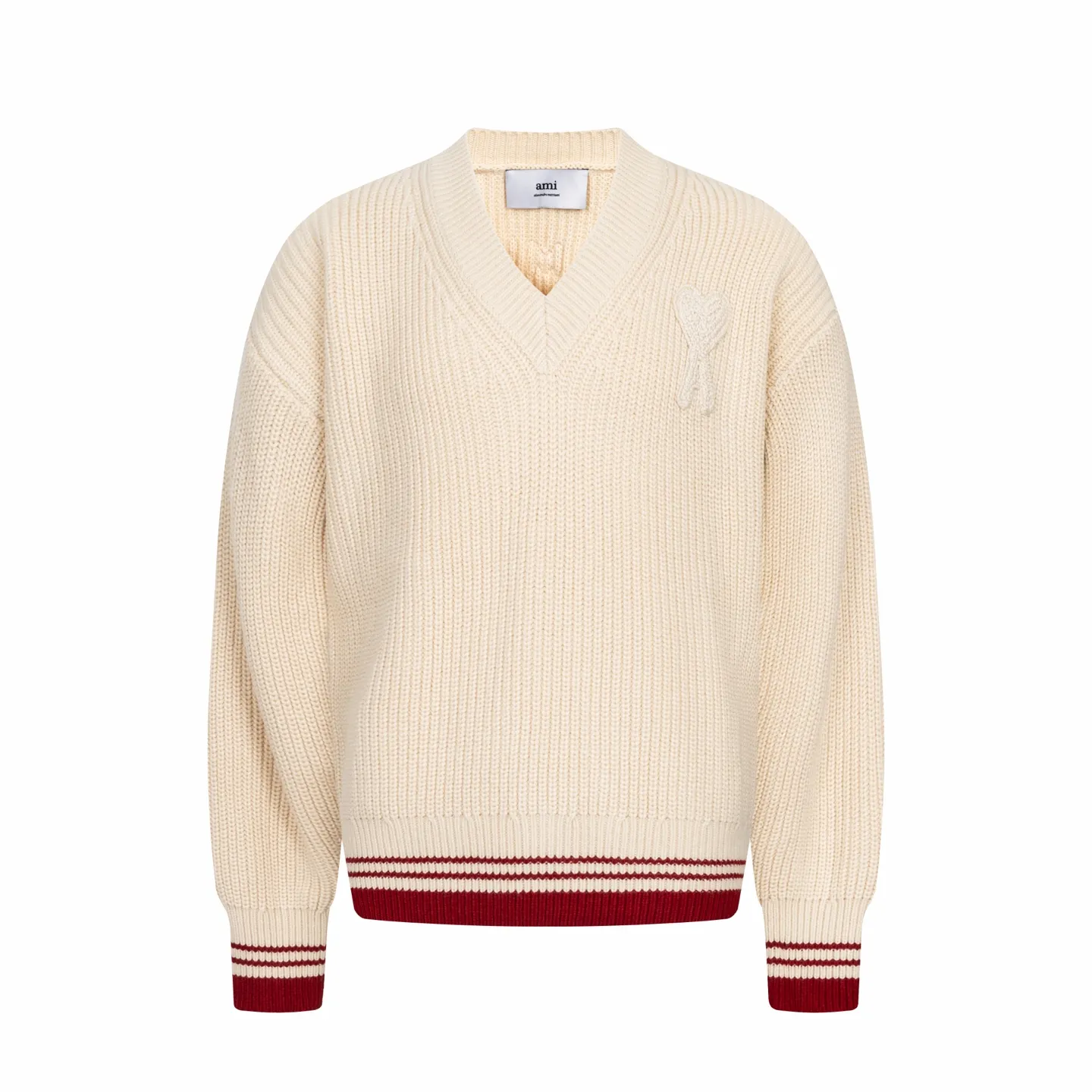 🅿️560 Ami knitted love stripe contrasting V-neck sweater (apricot). The original version was purchased for 2,028 and developed. The fabric is made of alpaca wool to maintain a stable shape. The stitching is even and firm, and the details are meticulously handled, reflecting the brand's strict control over quality. The overall design is simple and elegant, suitable for various occasions. Whether it is business or leisure, it can show an elegant and decent style. The overall wiring is straight and delicate, the fabric is comfortable and soft, and the color is consistent without color difference. It can be matched with the same style to create a fashionable look, and can be used in various occasions. Customized accessories, complete with three standards, the same style for men and women. Size:S-M-L-XL