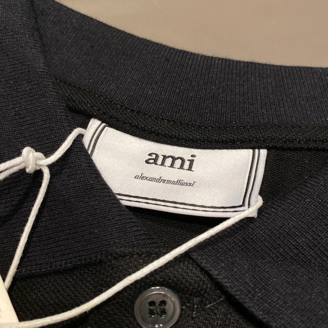 🅿️250 AMI Amy 24AW Heart♥️A small love logo embroidery, Japanese three-dimensional embroidery, spring and autumn long-sleeved super handsome POLO shirt, same style for men and women smlxl