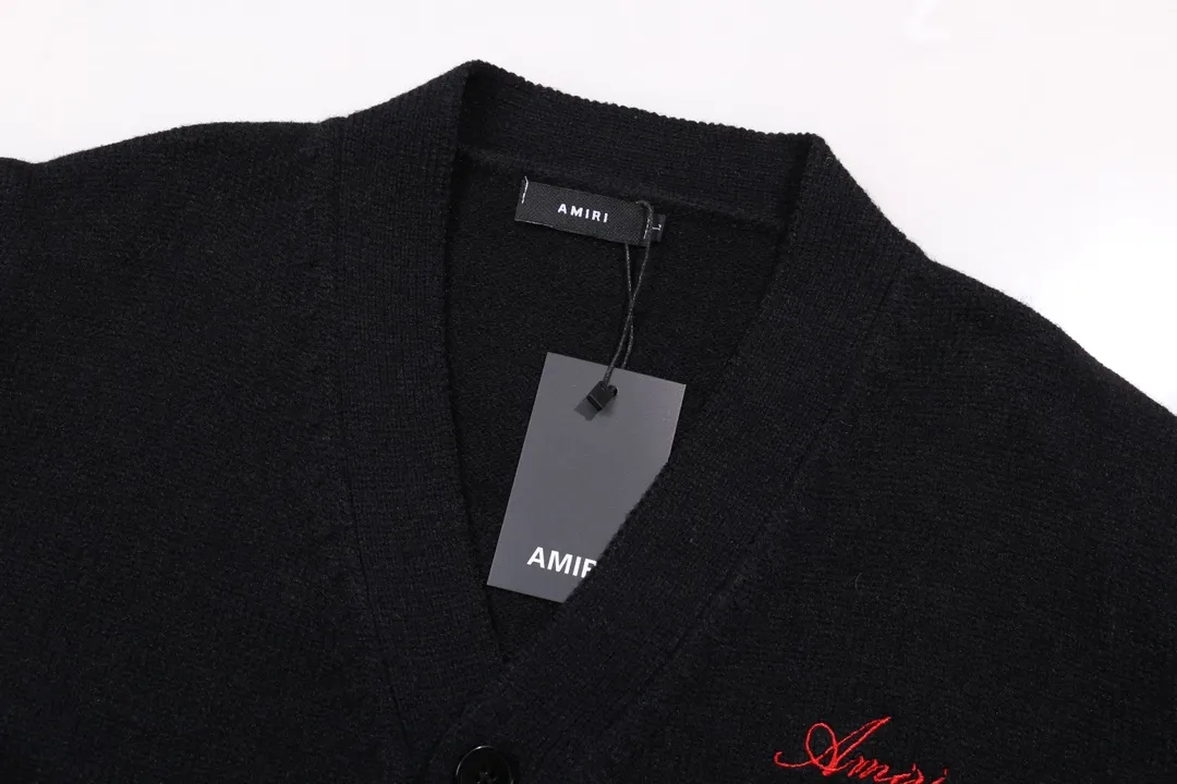 P340 AMIRI new letter logo jacquard, tassels damaged hole hooded sweater Color: apricot gray red black Size: S M L XL XXL