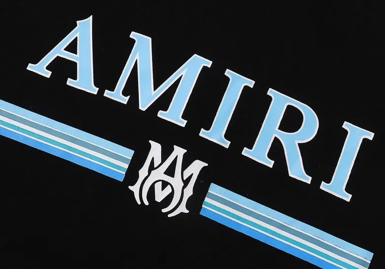 Style number: 687 P120 Fabric: 260g double yarn AMIRI 2025 spring and summer new logo round neck T-shirt high street unisex style loose classic letter short sleeves Color: White Black Size: S M L XL