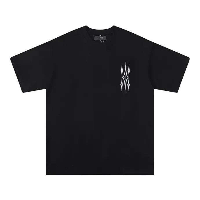 Style number: 676 P120 Fabric: 260g double yarn AMIRI 2025 spring and summer new logo round neck T-shirt high street unisex style loose classic letter short sleeves Color: white black Size: S M L XL