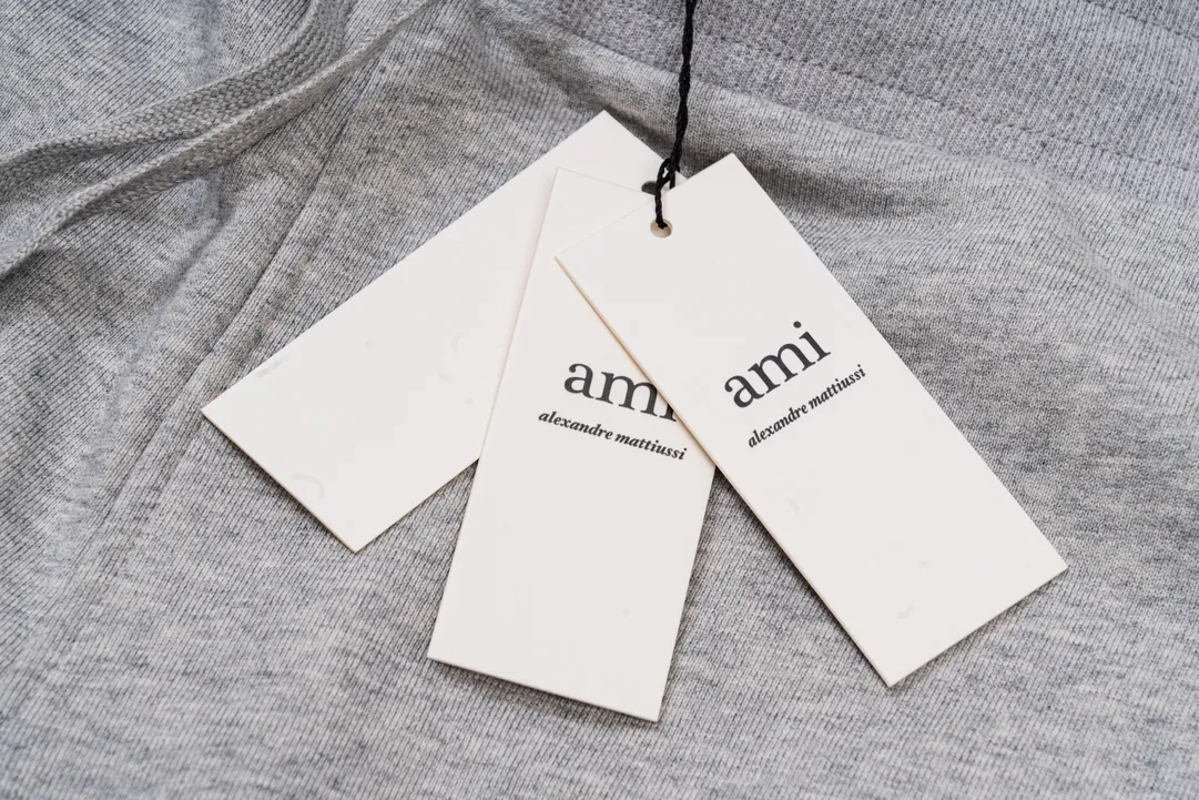 CY510# Ami Paris 2023 new medium love towel embroidered spring and summer new red love sports casual trousers drawstring sweatpants Customized 400g pure cotton fabric, same style for men and women Color: black white candy pink sky blue floral gray vanilla apricot Baolan Size: S-XL