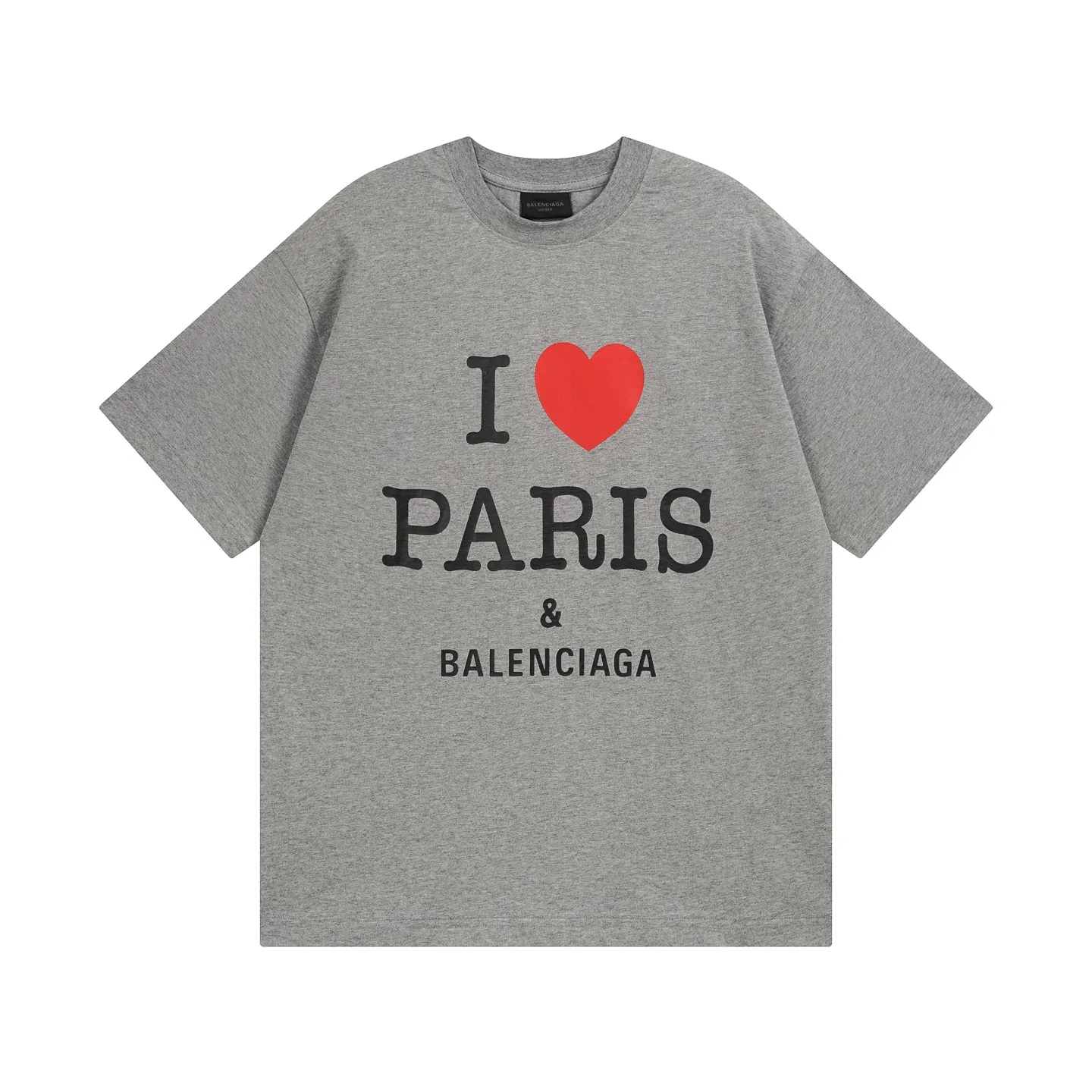 🅿️180 real photos [Top version. Official website quality] BALENCI*GA/Paris.SS24 latest model, front I Love Paris & Balenciaxx art printed short-sleeved T-shirt. Brick cabinet synchronization. Genuine product developed in the first time, happy to print and compare! The fabric is made of Paris ZP custom-woven and dyed cotton double yarn. Weighing 260 grams, the cloth surface is clean. The cloth pattern is clear, soft and comfortable. The threads are dyed with no color difference. The printing uses environmentally friendly imported materials. The letters are clear and the effect is three-dimensional. The version adopts OS loose shoulder design. Same style for men and women. Code: BL223395 Color: off-white, black, floral gray Size: XS S M L